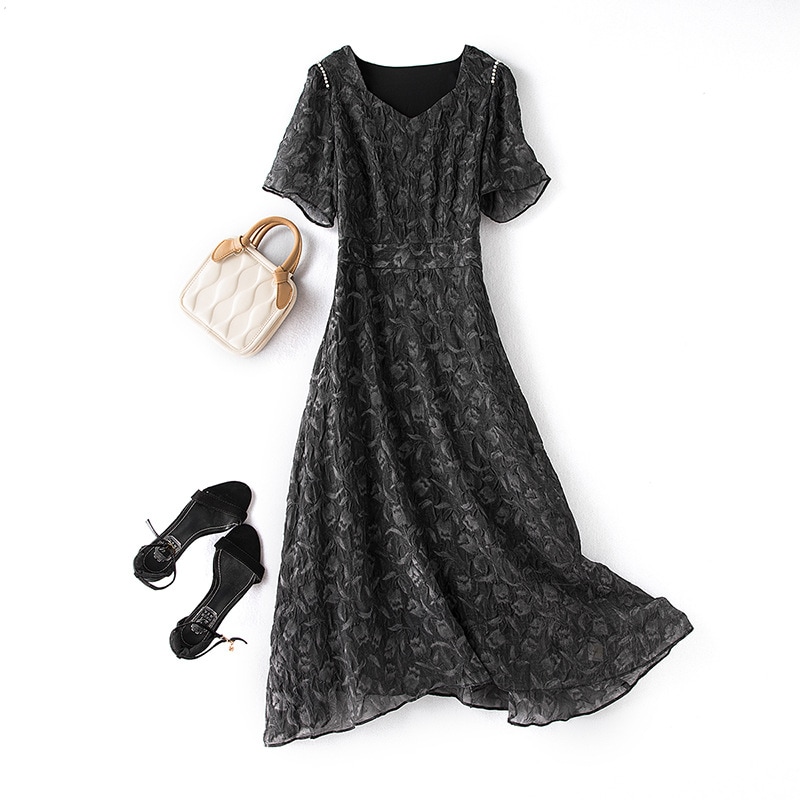 5l 6l 大きいサイズ ワンピース レディース 春 春夏 夏 ロングワンピース ロング丈 半袖 きれいめ ゆったり 体型カバー 通勤 オシャレ大きいサイズのフレンチワンピースが痩せています夏ジャカ