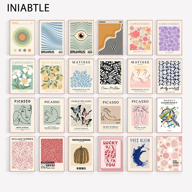 花マーケットピカソ職人イオキガマバウハウスウォールアート写真プリント北欧リビングルーム家の装飾のキャンバス絵画