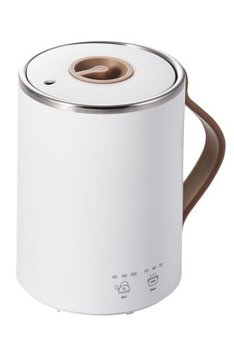 エレコム マグカップ型電気なべ 電気ケトル 350ML COOK MUG クックマグ 【 湯沸かし 煮込み 温度調節 タイマー付き 保温 】 スープメーカー ケーブル長 1.5M ホワイト HAC-E