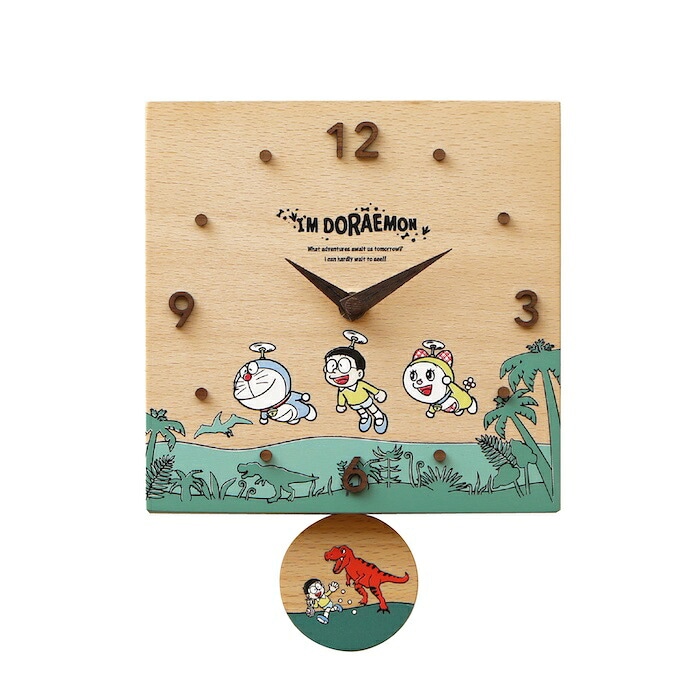 壁掛け時計 木製 アイムドラえもん 恐竜さんぽ キャラクター おしゃれ かわいい 木 アナログ インテリア リビング 日本製 プレゼント ギフト 寝室 部屋 置き時計