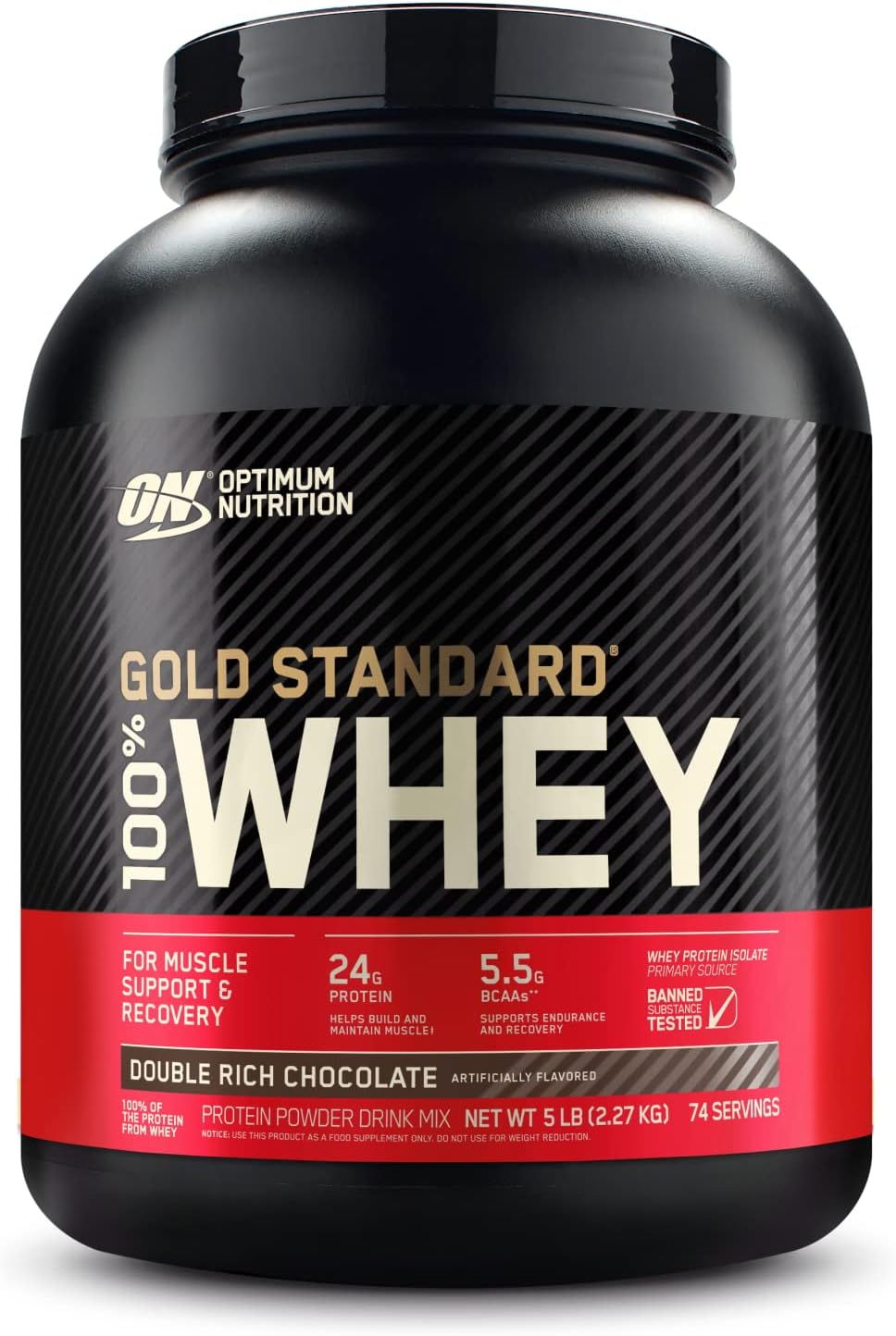 Gold Standard 100% Whey Protein, Double Rich Chocolate, 5 lbs (2.27 kg) (Genuine US Manufacturer)