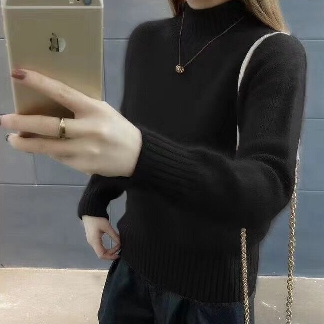 ニット セーター ハーフタートルネック モヘア ふわふわ 韓国 レディース オルチャン プルオーバー 長袖ニット カジュアル 黒 白 ベージュ ライトブルー ピンク グリーン ブラック