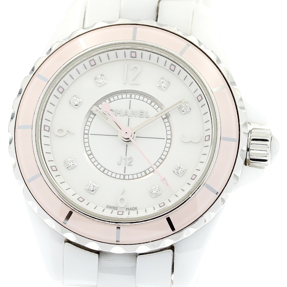シャネル CHANEL H4466 J12 ソフトピンク 8Pダイヤ クォーツ レディース _879862【中古】