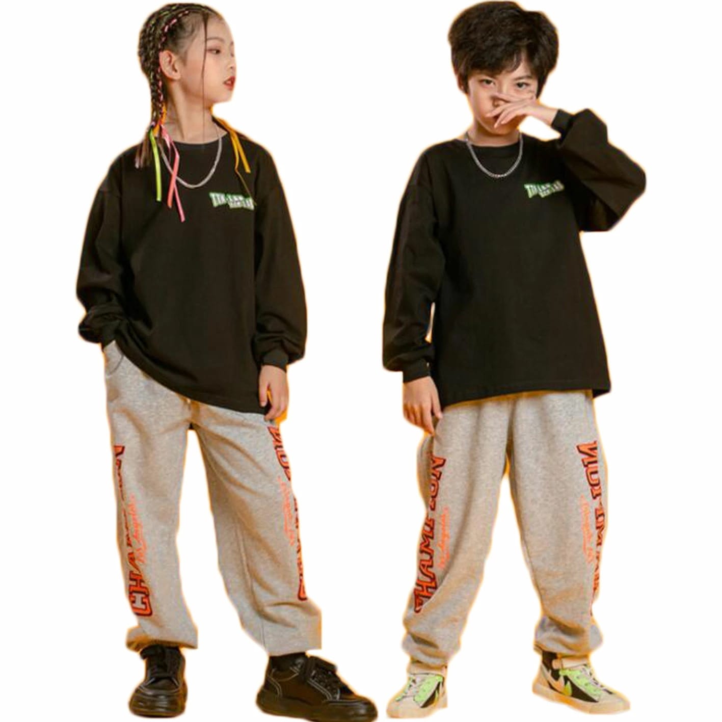 子供服 110cm-180cm 舞台パフォーマンス 韓国風 ストリートダンス スポーティー HIPHOP 2点 スウェットセット ステージ衣装 K-POP キッズパーカー かっこいい 演出服 ジャズダ