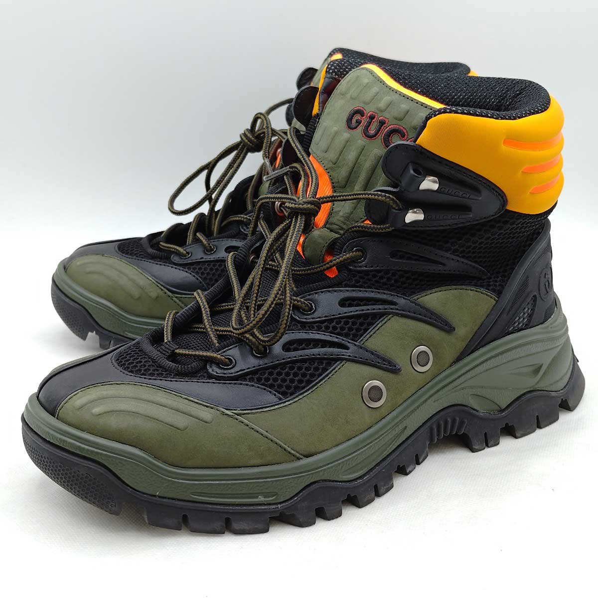 【中古】 グッチ メッシュ パネル レースアップ ブーツ 45439 GUCCI ハイキングシューズ