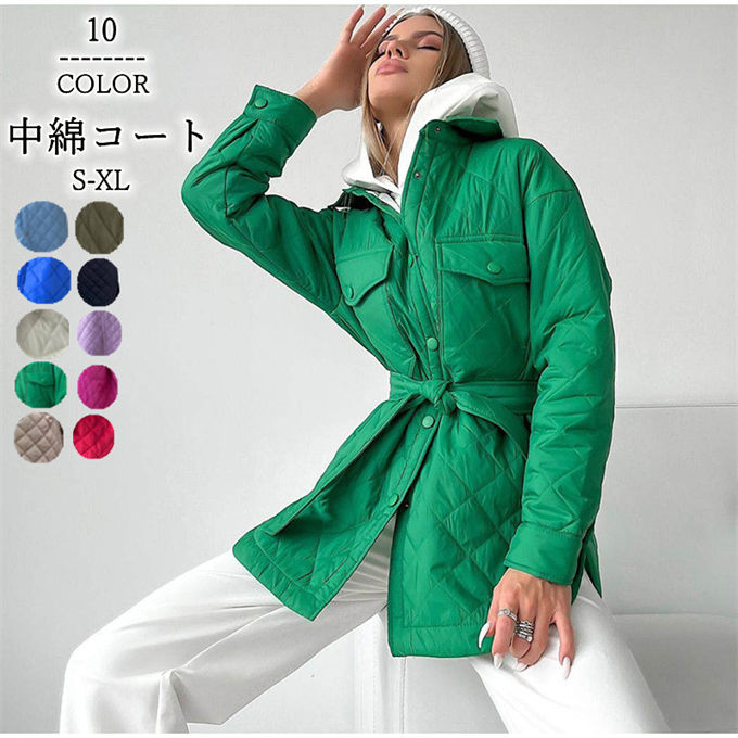 キルティング レディース 中綿 コート ロングコート シングル 大きいサイズ ライトアウター 厚手 防風 防寒 暖かい 通勤 通学 お洒落 冬服