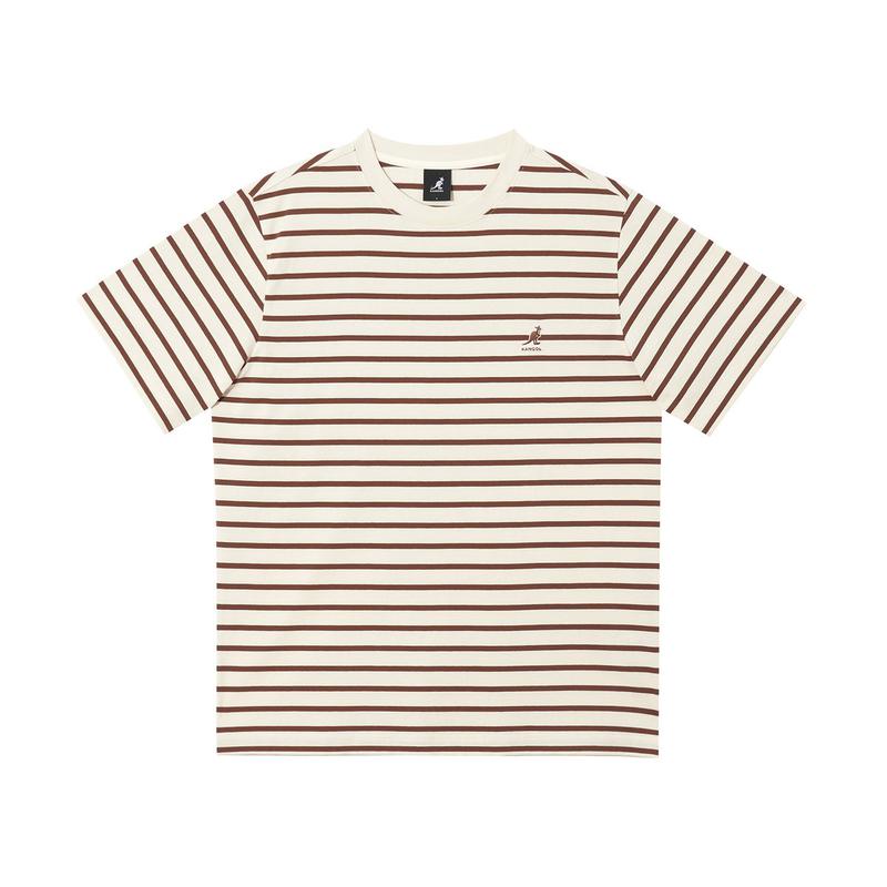 エッセンシャルストライプTシャツ2824ブラウン
