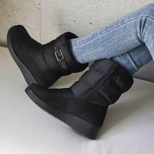 女性用パッド入りブーツ毛皮の裏地冬用防寒ブーツ