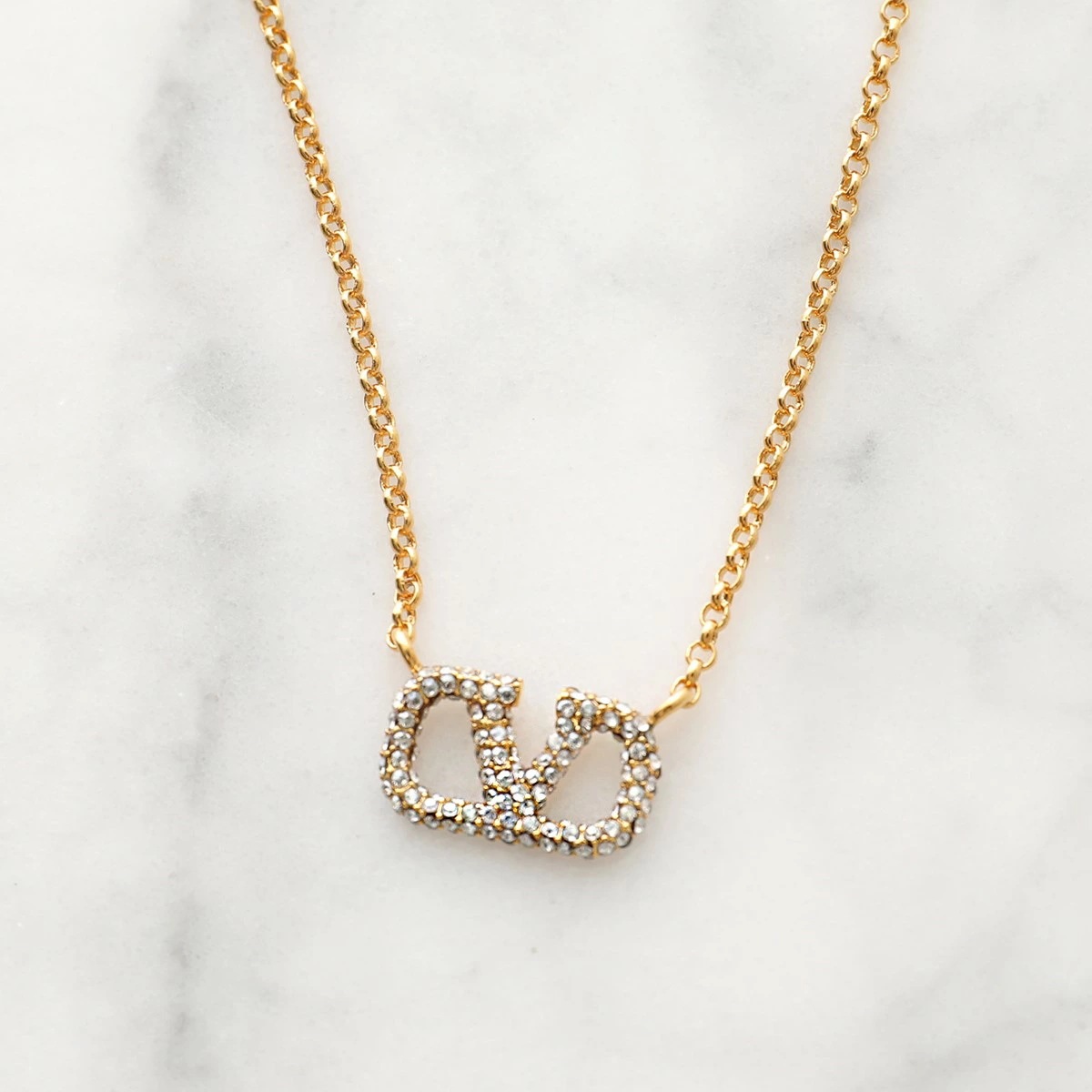 VALENTINO ヴァレンティノ ネックレス 3W2J0Q37YCW レディース Vロゴ クリスタル メタル ペンダント アクセサリー MH5
