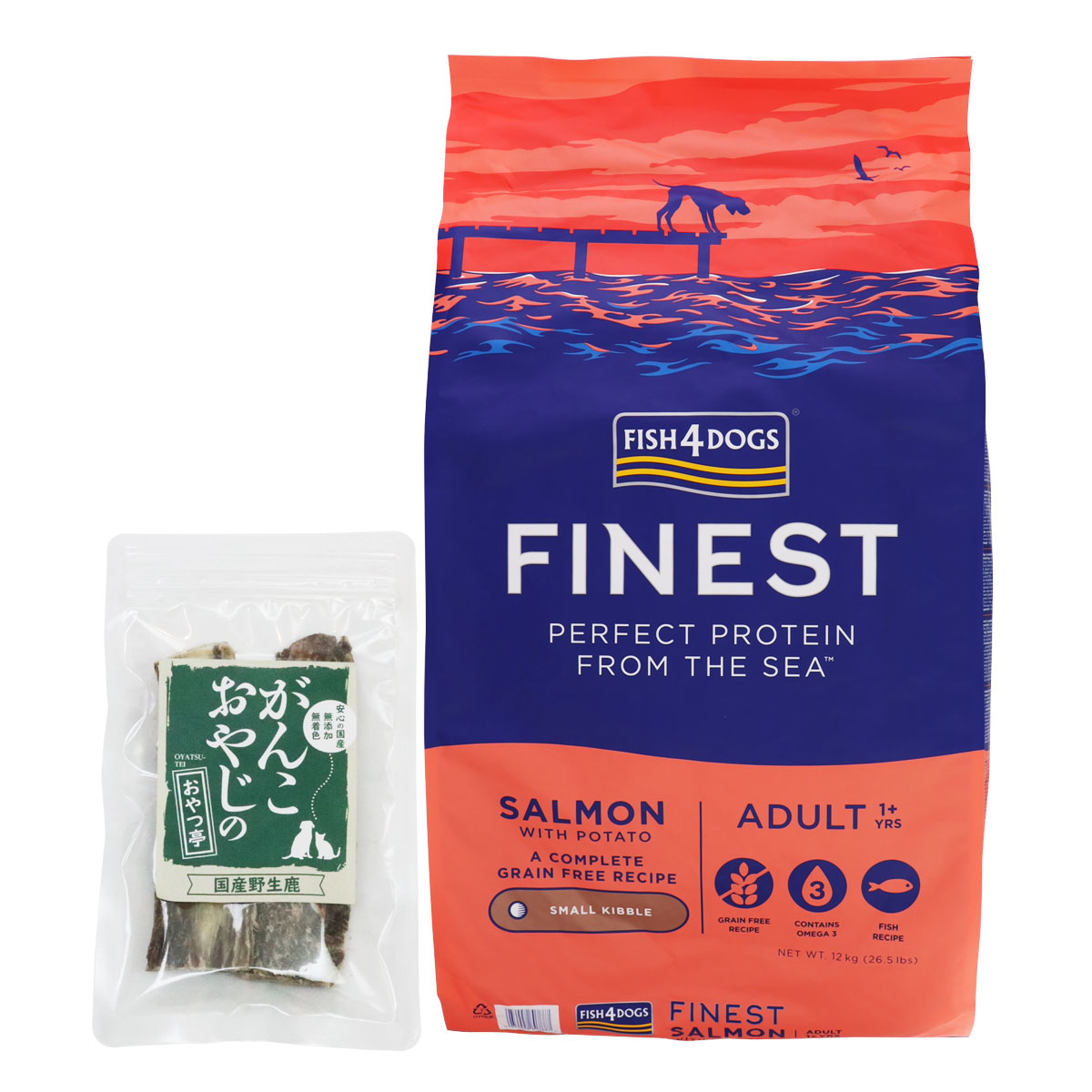 ファイネスト サーモン 小粒 12kg【国産鹿のスペアリブ ショートカット 2本付き】