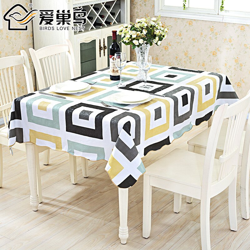 無料宅配防水防油無洗いのテーブルクロス牧歌的な市松模様のテーブルクロステーブルクロス耐油性のテーブルマットコ