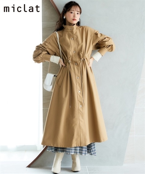ダウンジャケットコート 大きいサイズ　スタンドカラートレンチコート　miclat