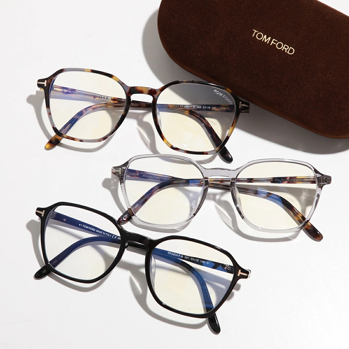 TOM FORD トムフォード メガネ TF5804-F-B メンズ ウェリントン型 フルリム めがね 眼鏡 伊達メガネ ブルーライトカット Tロゴ アイウェア カラー3色