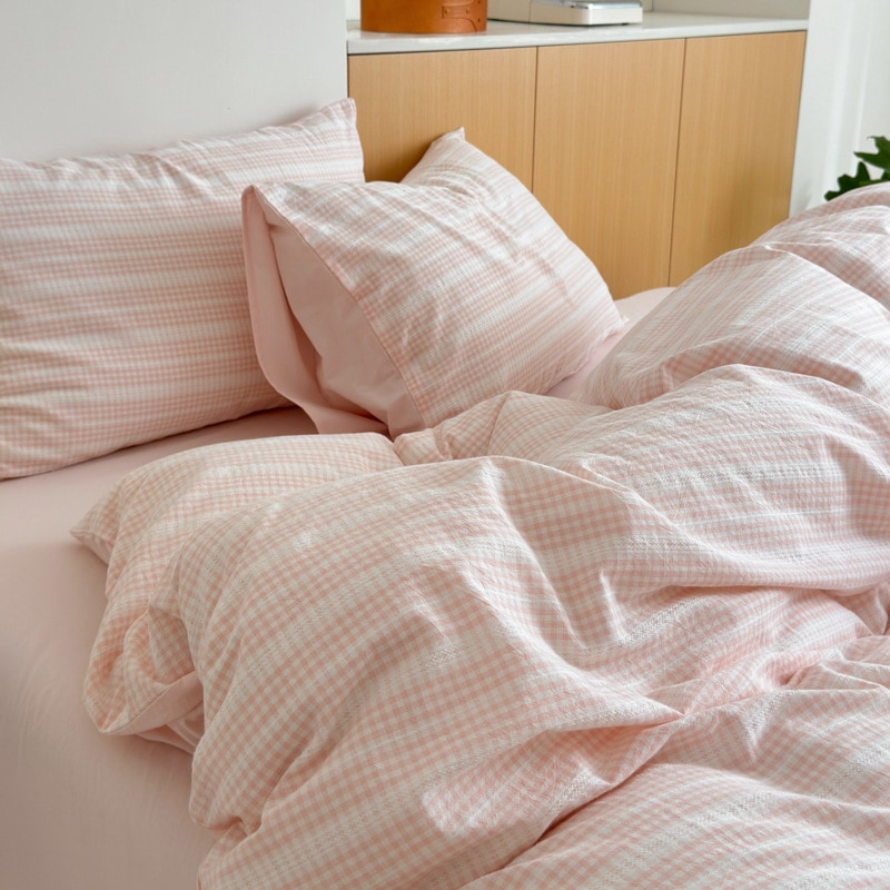 日本のシンプルでハイエンドのテクスチャーコットンカラー織りジャクアード洗浄綿ピュアコットン4ピースセットシートベッドシートベッドバッグセット