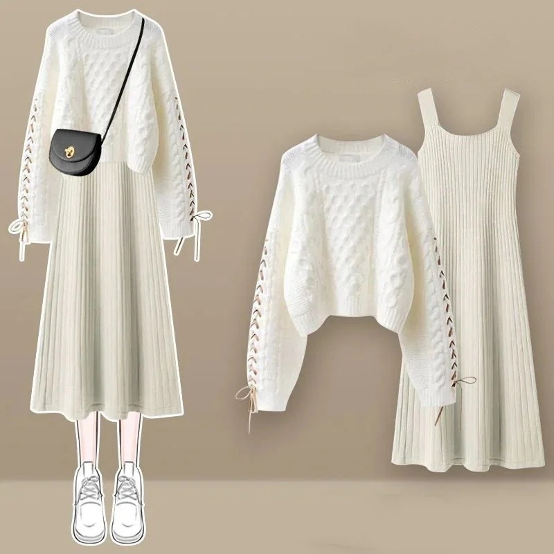 セットアップ フレンチ レディー ニットセーター +キャミソールワンピース 大きいサイズ 2点セット 母の日