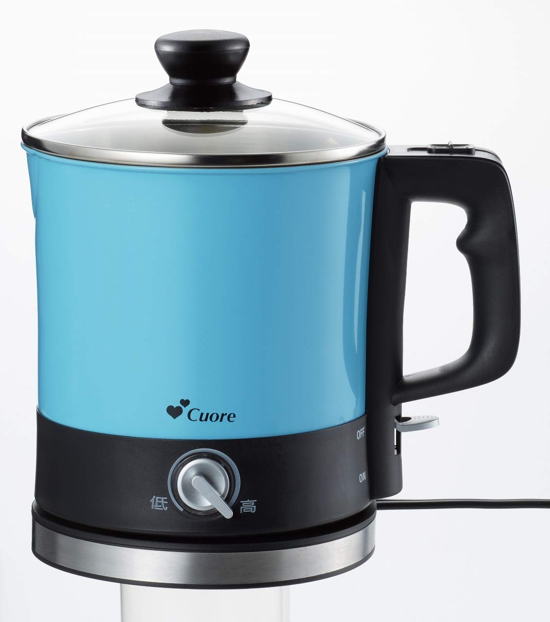 クオーレ ソリッソ クッカー（ クッキング ケトル ） CU-12SR (B) ガラス蓋 お料理 ケトル ひとり暮らし 温度調節機能 ブルー
