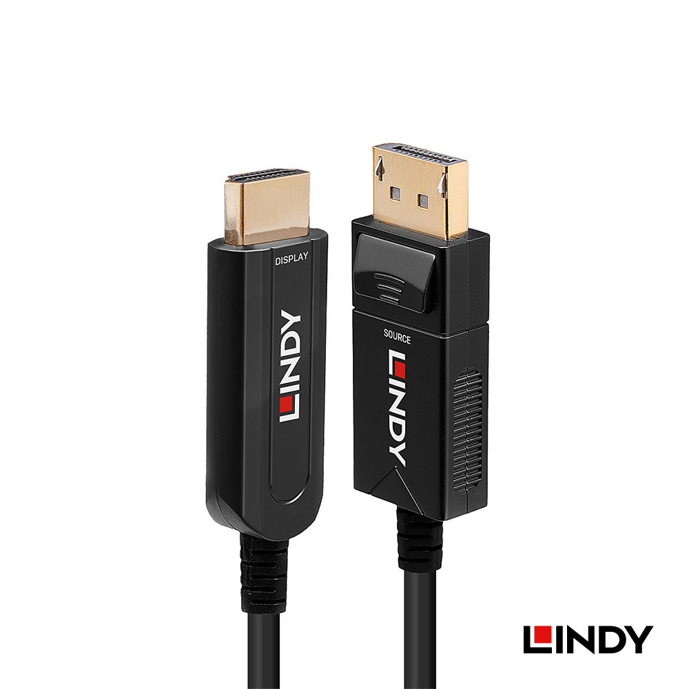 【38491】 LINDY 光ファイバハイブリッドDisplayPort1.2 - HDMI2.0 18G変換ケーブル 20m