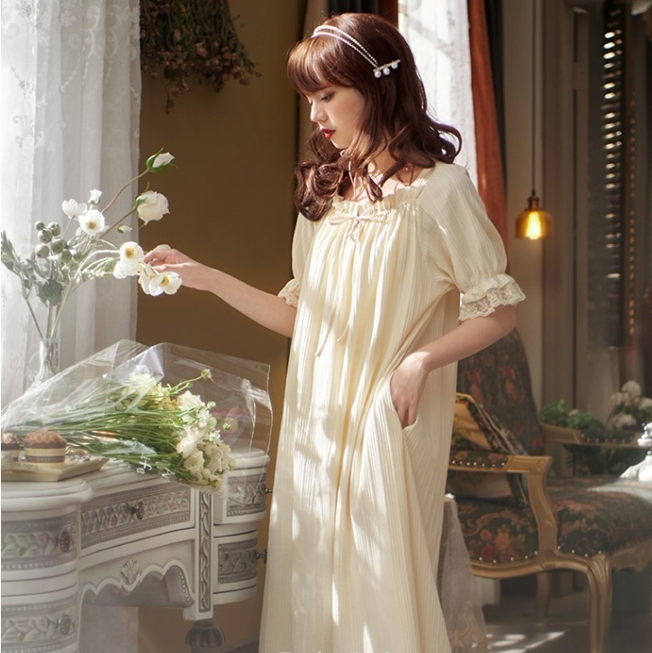 ロングスカートパジャマ ワンピースタイプナイトウェア フリル付きパジャマ スカート ワンピース ルームウェア パジャマ プルオーバー オールインワン 部屋着 寝巻き ナイトウェア ロングスカート