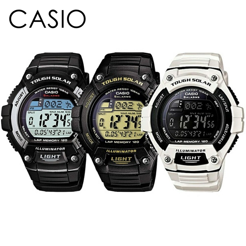 【選べる3色】国内正規品 CASIO カシオ スタンダード 腕時計 手表 メンズ レディース ソーラー インターバルタイマー 防水 軽い デジタル ランニング ジョギング スポーツウォッチ W-S22