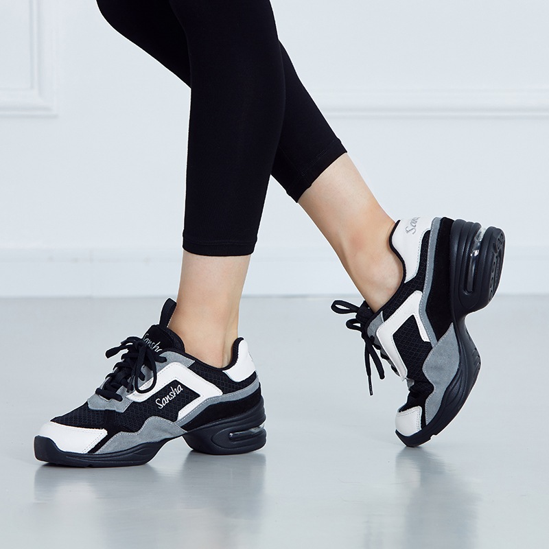 ダンススニーカー 本革 牛革 メッシュ ユニセックス レディース メンズ エアクッション ジャズ ズンバ モダン ヒップポップ H20Lco