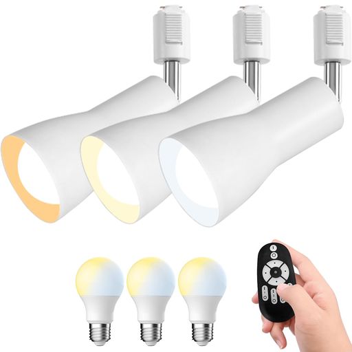 PIRLAMP ダクトレール用 スポットライト 3個セット 消費電力8.3W(60W形相当) 900LM E26口金 LED電球付き リモコン付き 調光 調色 レールライト ダクトレール照明 角度調節 6,942円