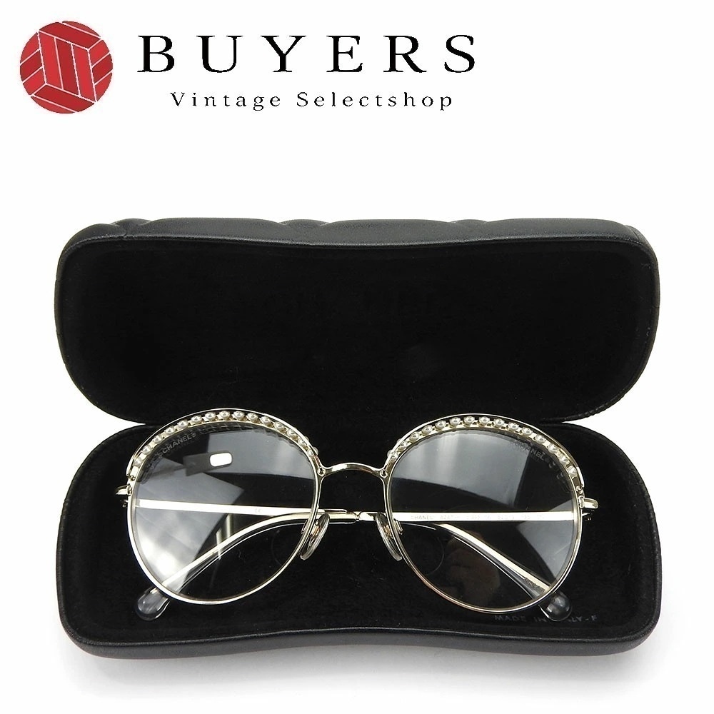 中古 シャネル メガネ サングラス 眼鏡 4247-H 5219 ココマーク GP メッキ フェイクパール シャンパンゴールド 小物 シンプル アクセサリー ジュエリー レディース 女性 CHANE