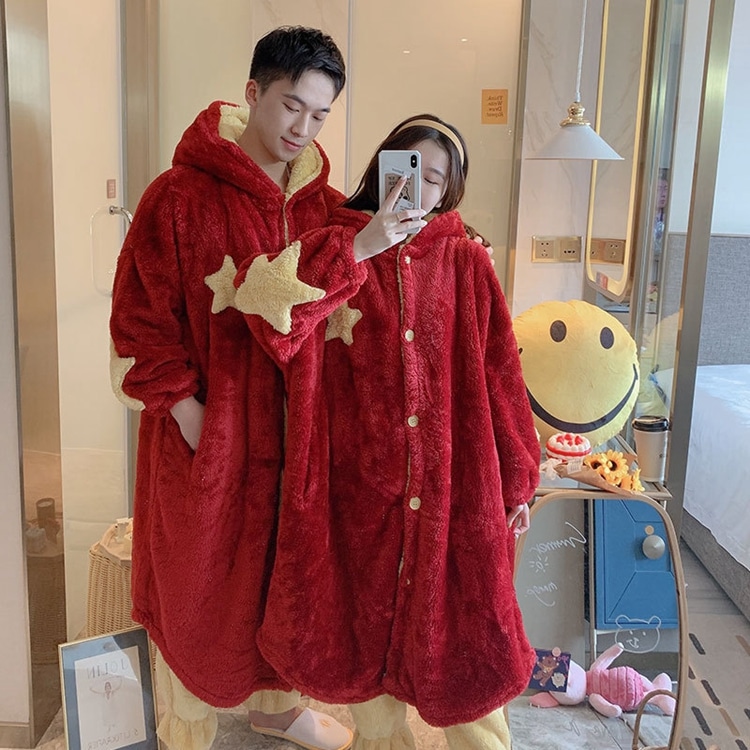 ペアパジャマ 男女2点セット 秋冬 前開き 上下セット カップル ペアルック 長袖長ズボン カップル