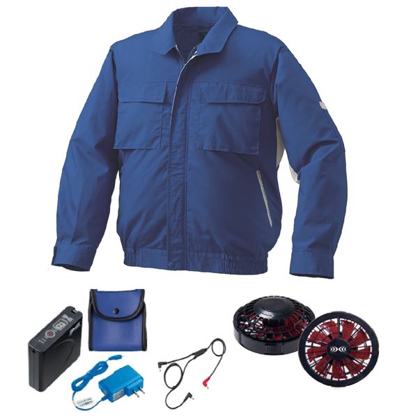 KU91910 空調服 綿ポリ混紡 脇下マチ付2 FAN2200BR/LISUPER1 青x銀 M