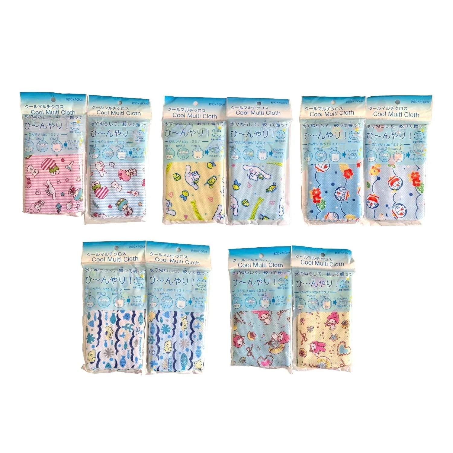 【1つ買うと10個もらえる】メガ割２枚セット キャラクター ドラえもん クールタオル 冷感 冷却 ひんやり コンフォートタオル 熱中症 暑さ対策 キティ マイメロ シナモロール ポムポムプリン スポー