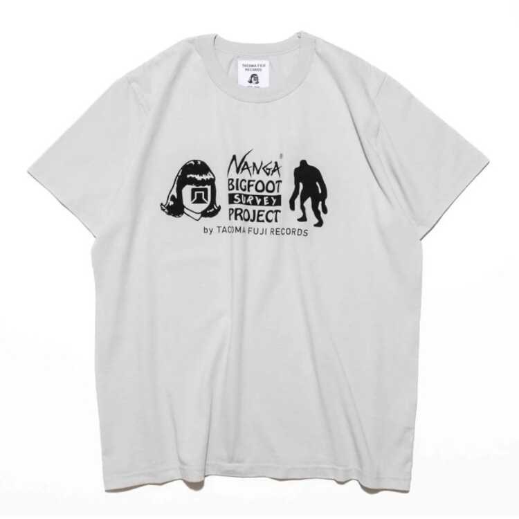 ナンガ×タコマフジレコード ビッグフットサーベイプロジェクト ロゴティー（メンズ） L アイスグレー #N0000839