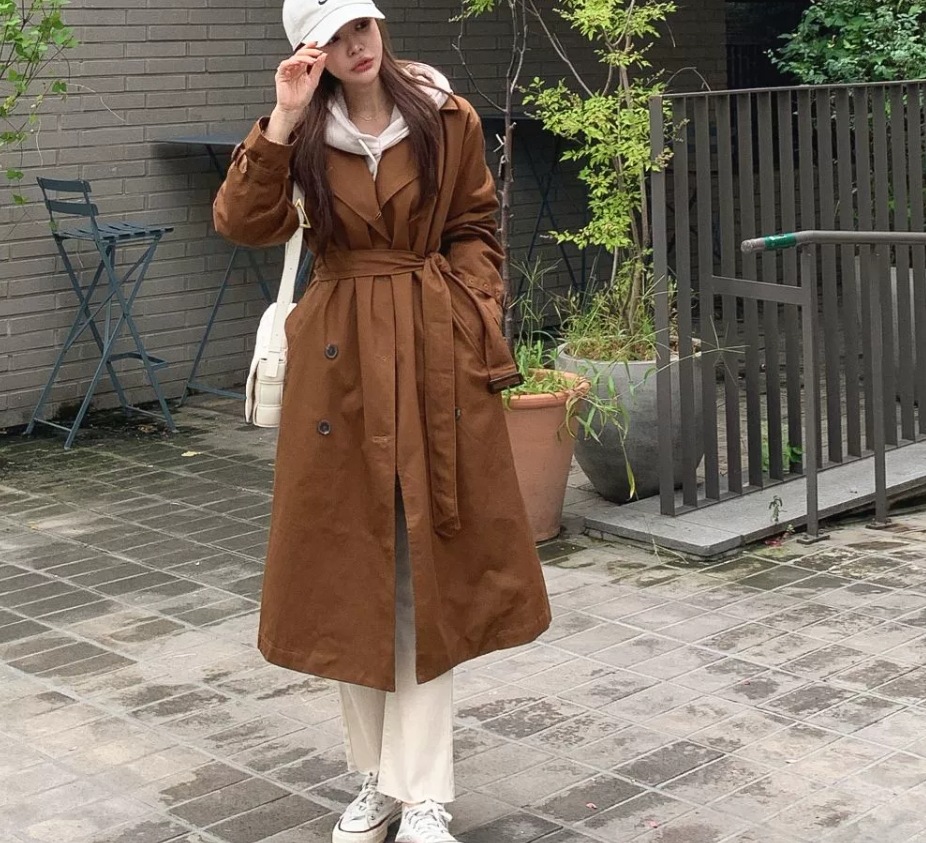 レディース コート 上着 羽織 トレンチ ミモレ 長袖 Vネック 襟付き 角襟 ストレート ベルト ポケット ハイウエスト 前開き 薄手 かわいい 大人可愛い きれいめ シンプル カジュアル 上品