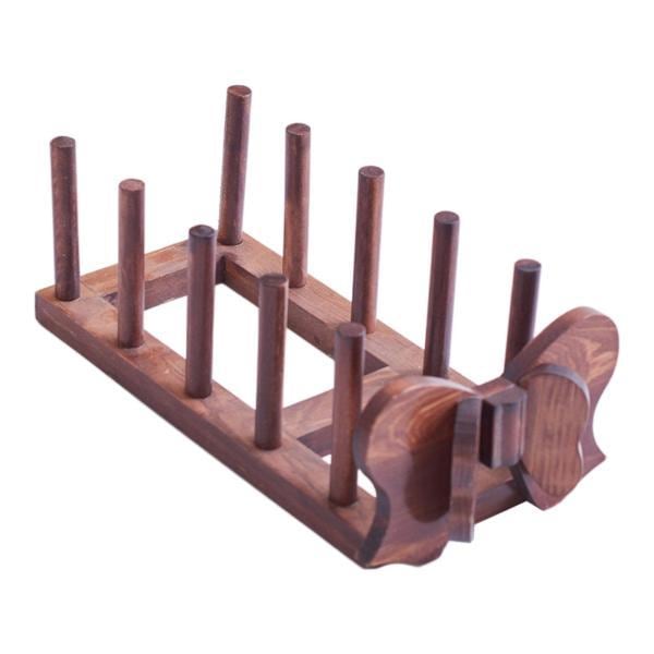 木製食器棚 皿収納ラック 皿ラックスタンド 家庭用食器棚装飾用 ブラウン