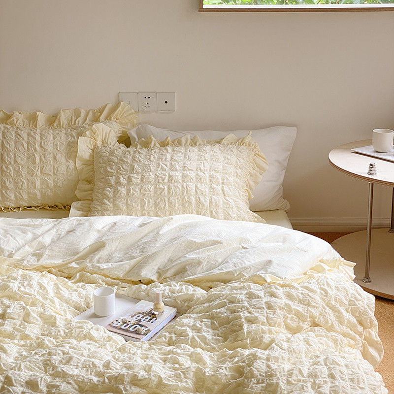 エアコン ペア 無地 接触冷感 3点セット レース アイスシルク ４点セット 寝具 人气新作布団カバー