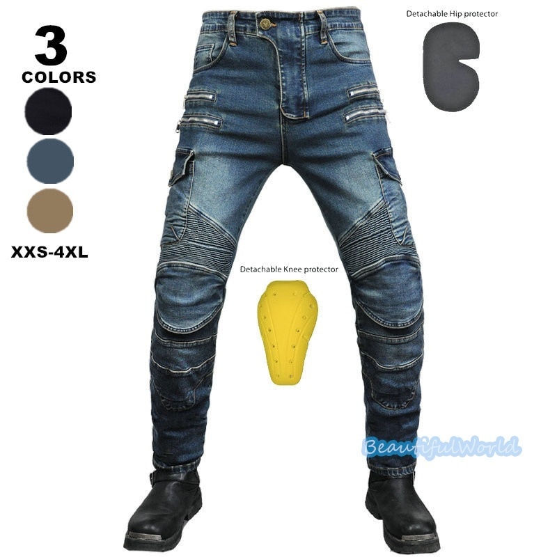 バイクパンツ メンズ ライダーパンツ バイクウェア オートバイ プロテクター付き ジーンズ デニム 転倒防護 膝当て 耐久 耐衝撃 膝パッド レーシングパンツ/24mtckz33