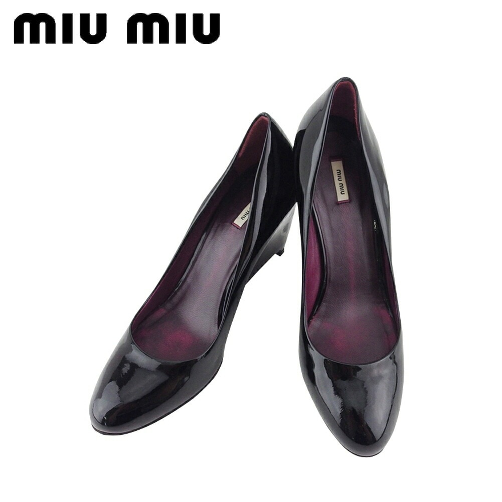 パンプス シューズ 靴 ウェッジソール レディース 35ハーフ ラウンドトゥ ブラック 中古