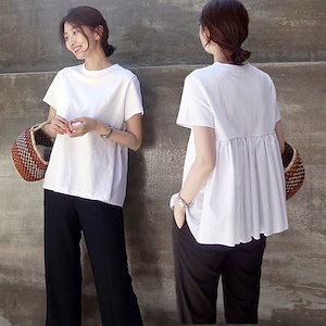 韓国の 黒と白tシャツ 綿 Tシャツ ファッションコレクション Tシャツ 半袖