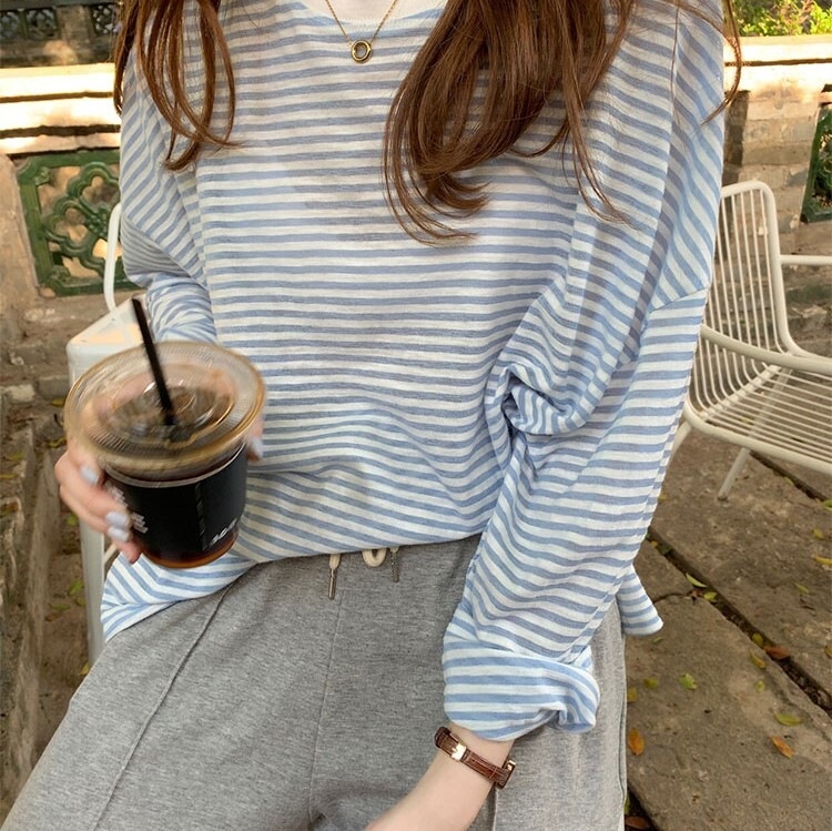 ボーダーTシャツ ブラック ブルー ピンク トップス Tシャツ シャツ スリム 細身 ストレート