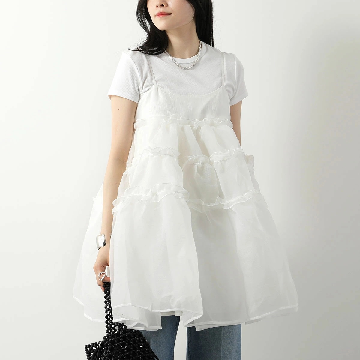 Sister Jane シスタージェーン ワンピース Breeze Organza Mini Dress DRD496 レディース キャミワンピース フリル チュチュ ミニ丈 True-White