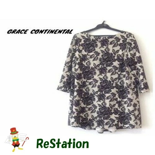 【中古】グレースコンチネンタル GRACE CONTINENTAL 長袖 花柄 ワンピース アイボリー系 レディース サイズ36