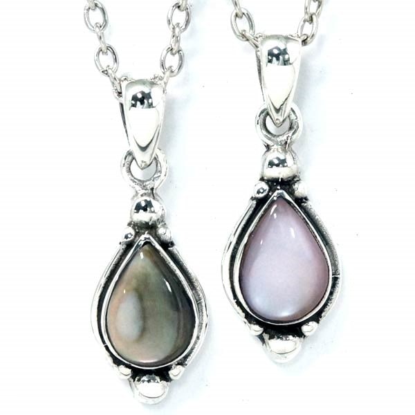 インディアンジュエリー ペンダント ネックレス 天然 雫 シンプル メンズ シルバー925 アワビ貝/ピンクシェル 5,594円