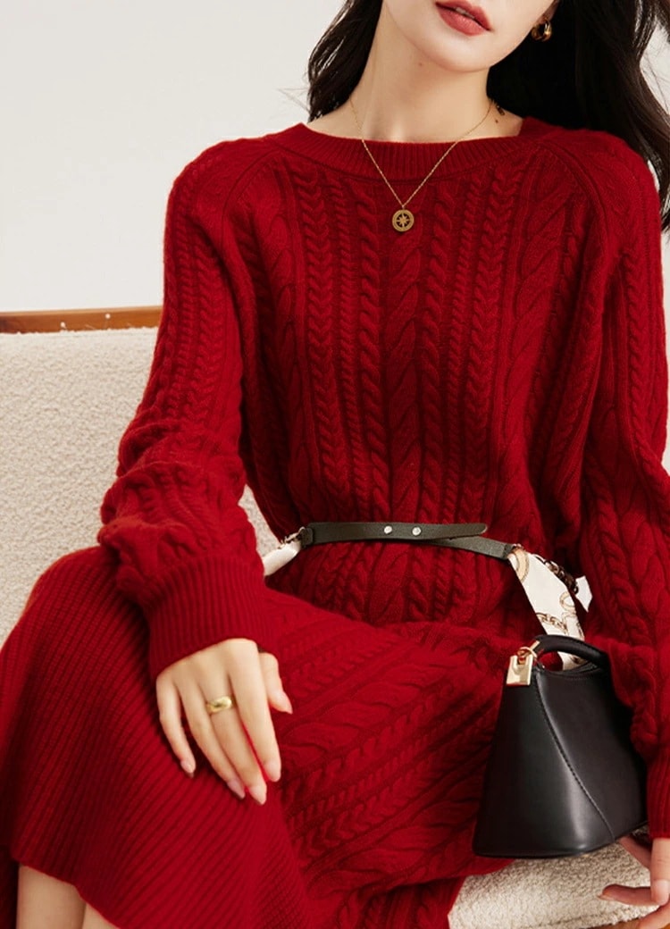 お早めに！ニットワンピ タートル ケーブル編み レディース 秋冬 長袖 マキシワンピース 上品 ワンピース Aライン 通勤 無地体型カバー 5,644円