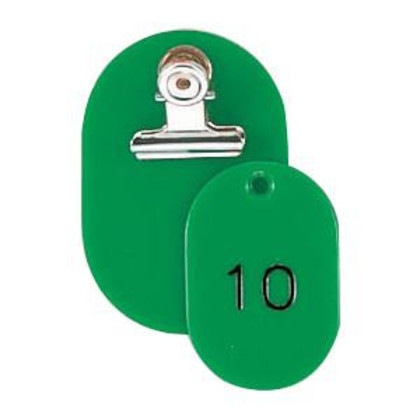 ORIONS 親子番号札(小判型) 番号(1-50) 大小2枚組(目玉クリップ付) グリーン CT-1-1-G