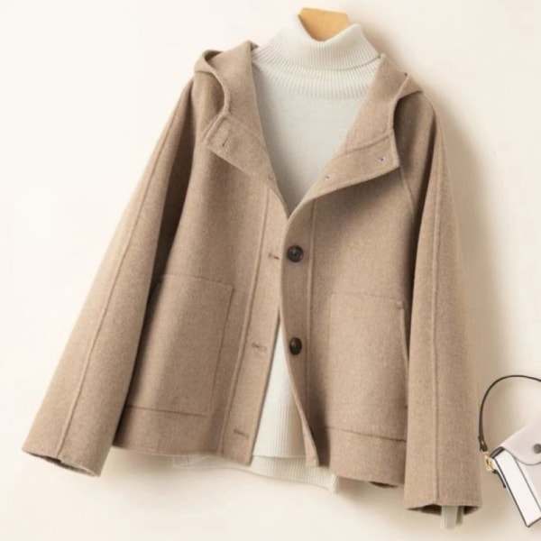 【楽天人気アイテム】 全4色 絶対欲しい アウター シンプル 長袖 シングルブレスト フード付き コート レディース 秋冬v