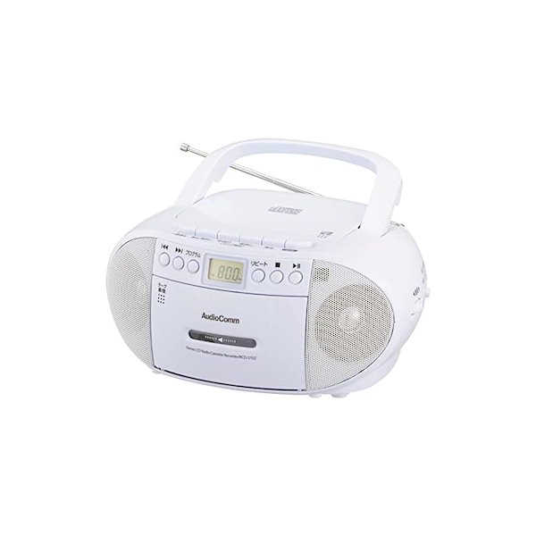 オーム電機 AudioComm CDラジオカセットレコーダー ホワイト RCD-570Z