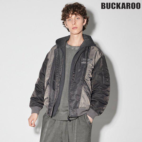 [驪州店] 男性ナイロン配色フード取り外しパディングジャンパー(B244JP340P)