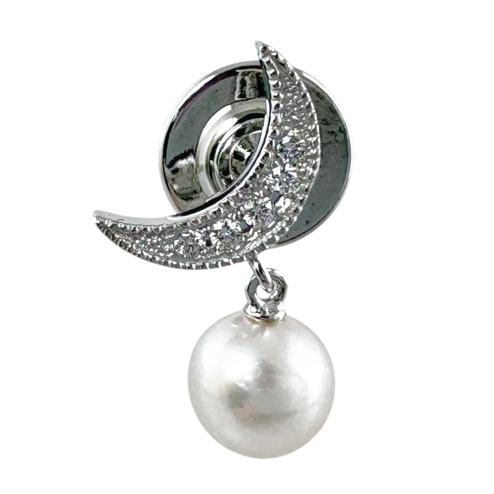 ミキモト ブローチ 18金 K18ホワイトゴールド アコヤパール MIKIMOTO 中古 美品