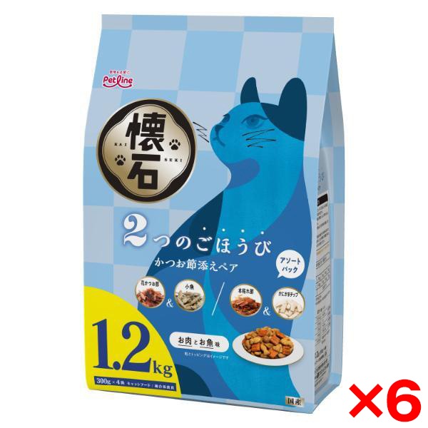 6個セット ペットライン 懐石 2つのごほうび かつお節添えペア 1.2kg(300g×4袋)