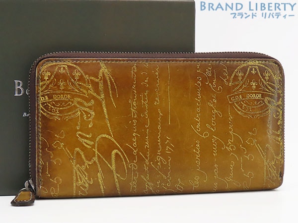 ベルルッティITAUBAイタウバカリグラフィスクリットレザージップ長財布ラウンドファスナー長財布ブラウンヴェネチアレザー