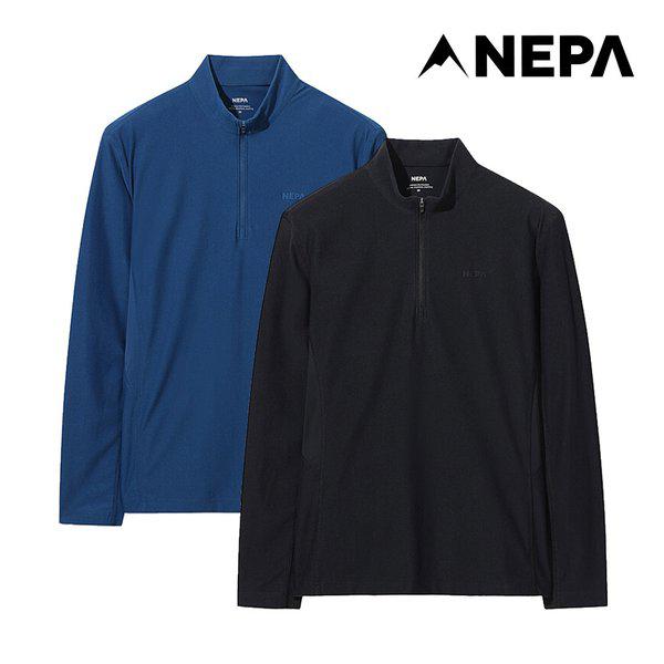 男性ストレッチブロックジップアップTシャツ7L75403