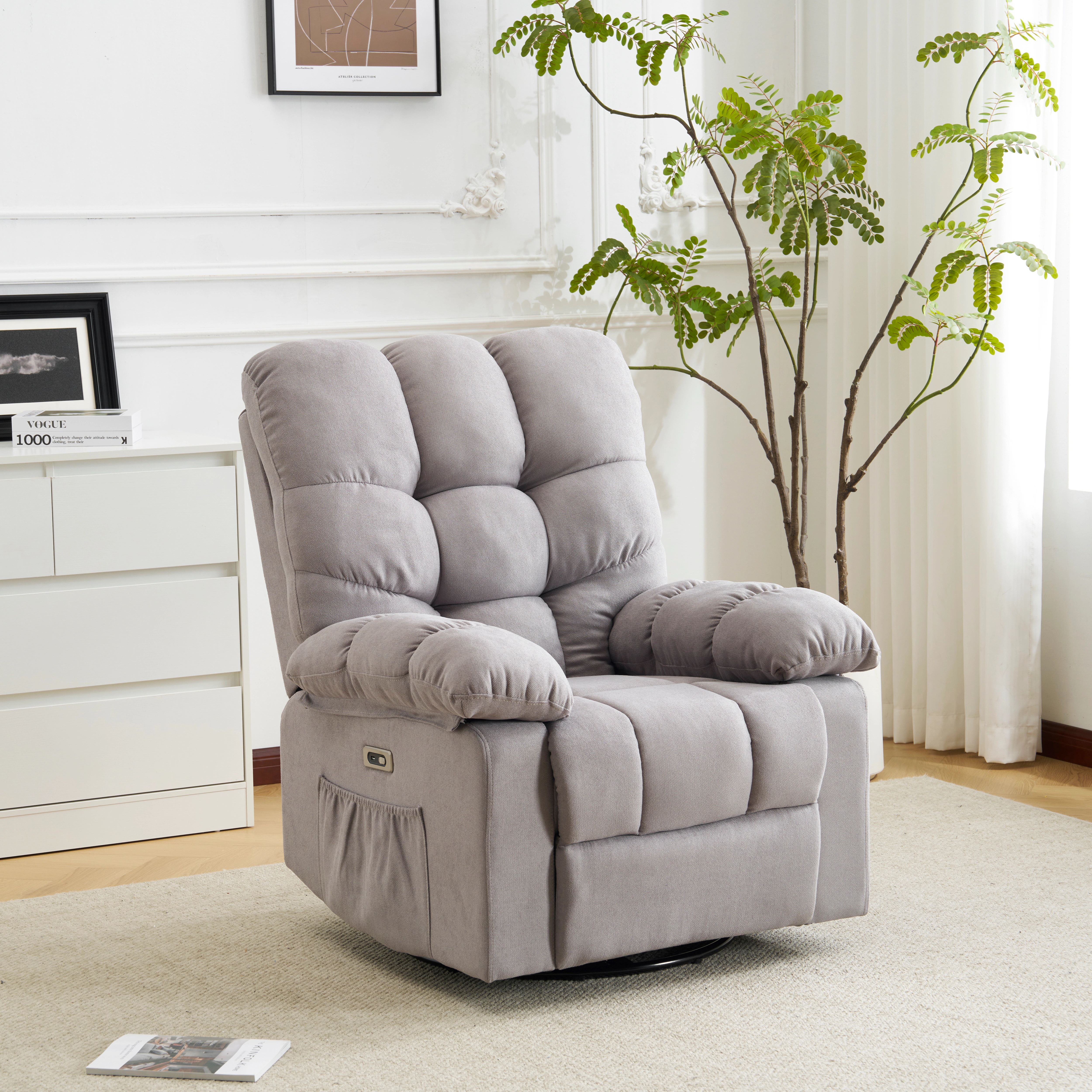 402電動1人掛けソファー リクライニングチェア ゲーミングチェア リクライニングソファ 電動ソファ 270度回転式 背もたれ調節110-165度 簡単昇降ボタン 快適なリビング 一人暮らし 癒しの必